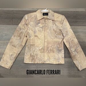 Giancarlo Ferrari Jacquard Jacket • Zip Front Blazer • Made in USA • Size 6